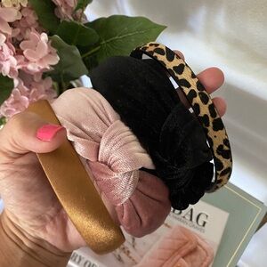 Women's Fashion Headband Set - Black, Pink, Bronze, Leopard Print
